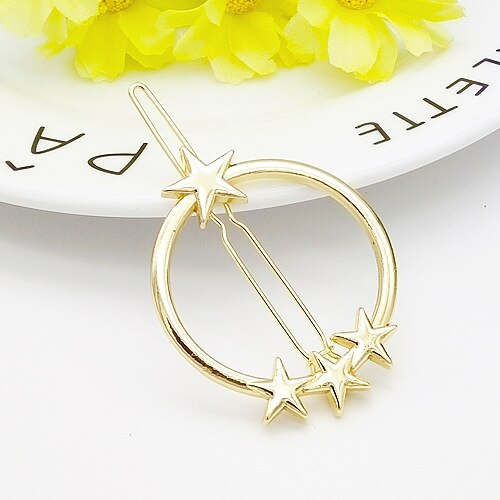 femmes cheveux accessoires Triangle pince à cheveux épingle métal géométrique alliage lune cercle Hairgrip Barrette filles support: 7