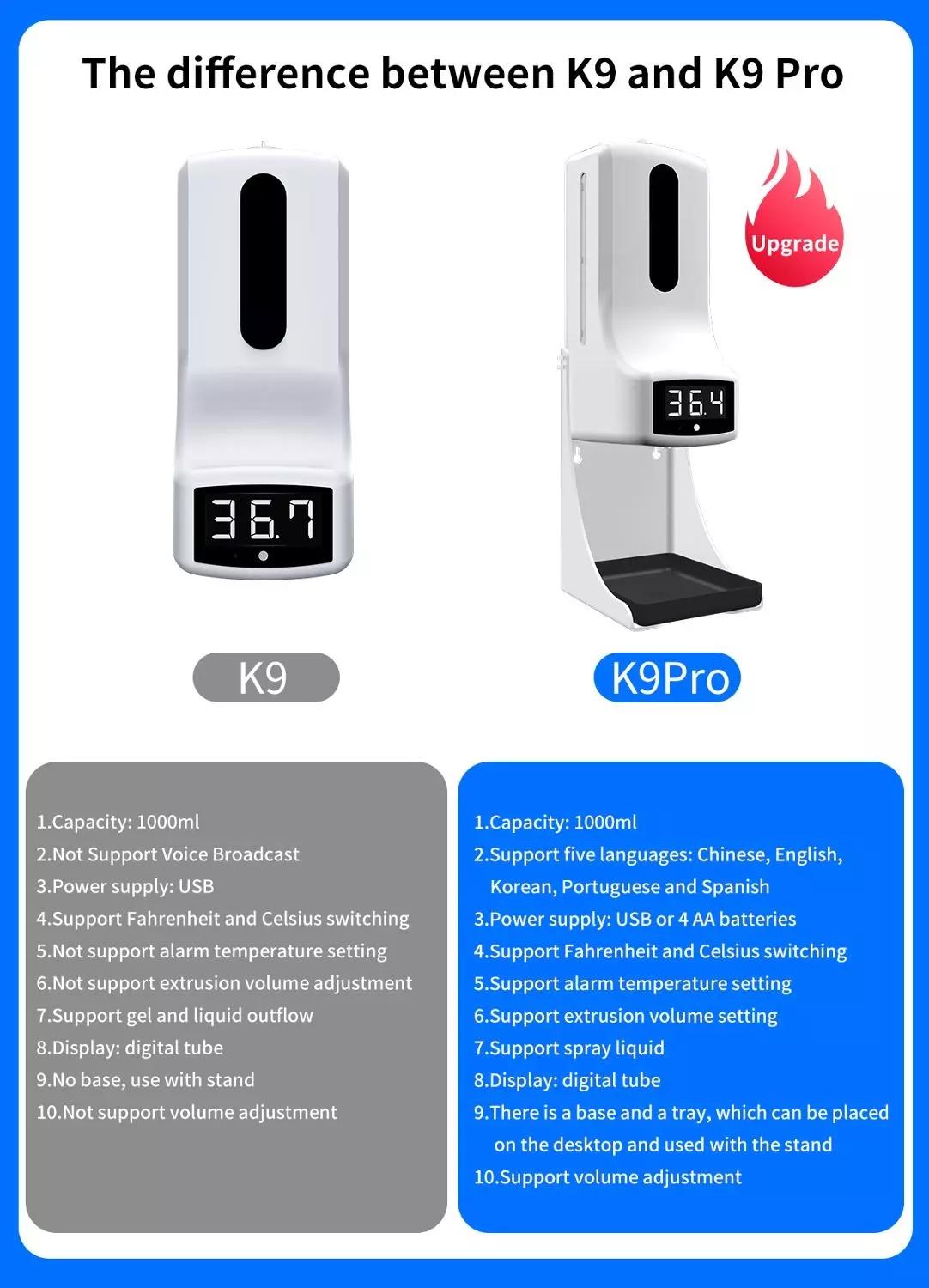 Automatisk 2 in 1 beröringsfri infraröd digital termometer med dispenser för handsprit 1000ml kapacitet automatisk vätska