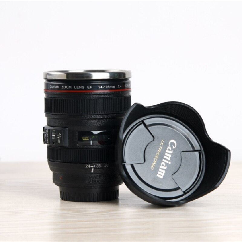 400ml Stainless steel liner Camera Lens Mugs Coffee Tea Cup Mugs With Lid Novelty Thermocup Thermo mug: 4th Black