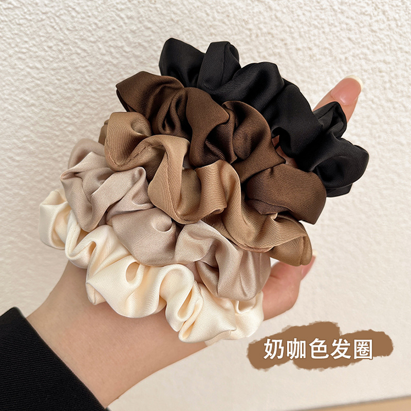 Scrunchies de satén de seda para mujer, cuerda para el cabello de Color sólido, banda de goma, soporte para Cola de Caballo , diadema elástica, accesorios para el cabello, 3 piezas por juego