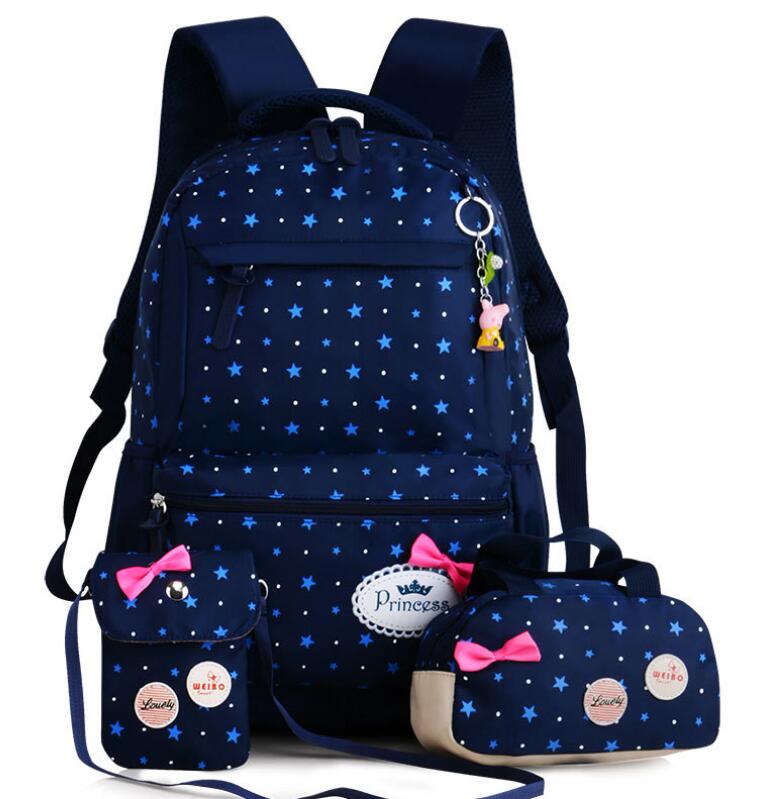 Orthopädische Primäre Rucksäcke Für Mädchen Schule Taschen 3 teile/satz Schul Dot Druck Schul jugendliche bookbag Rucksack Moch: Color 1