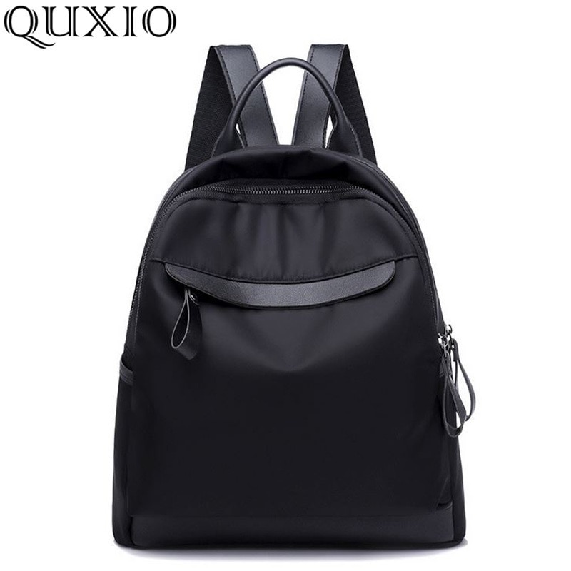 Women Small Nylon Waterproof Cloth Backpack Ladies Korean Trend Casual Students Campus Travel bag Oxford Black Color TCL01