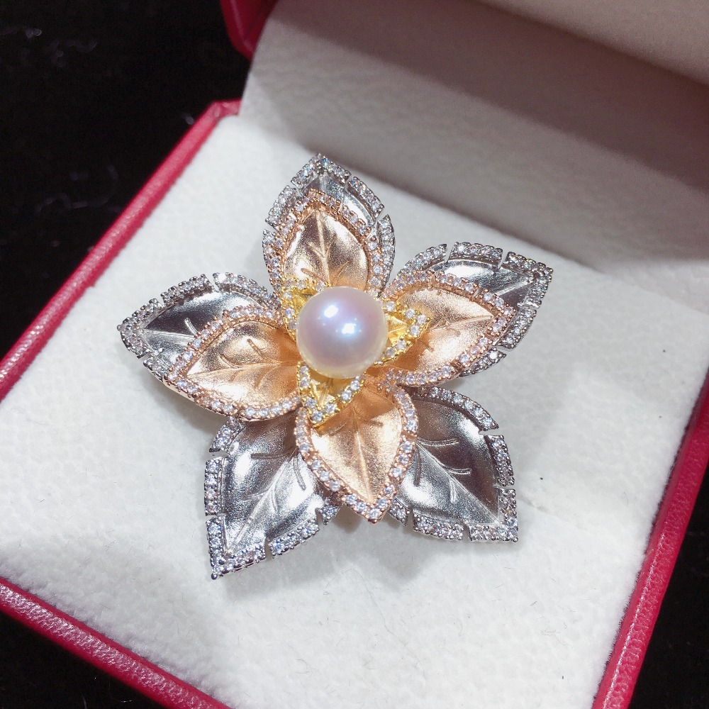 ZHBORUINI Feine Schmuck Natürliche Süßwasser Perle Brosche Non Fading Tricolor Brosche Pins Perle Schmuck Frauen Italienische Technologie