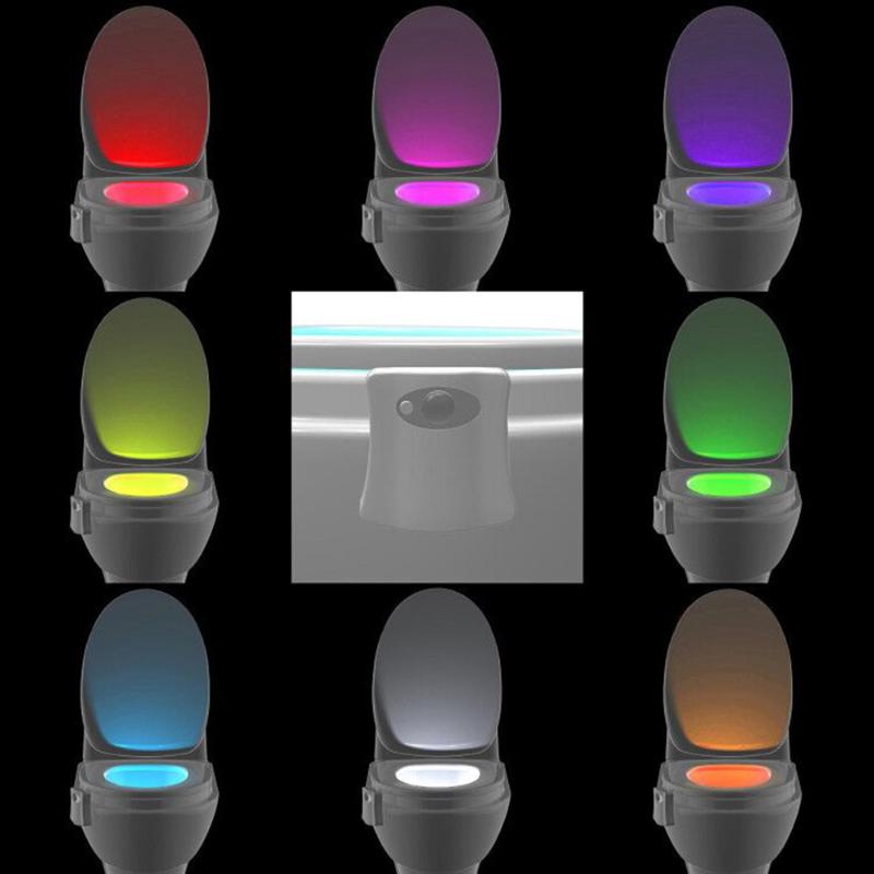 Smart Bathroom Toilet Nightlight LED Body Motion Activated On/Off Seat Sensor Lamp 8 Colors PIR Toilet Night Light lamp