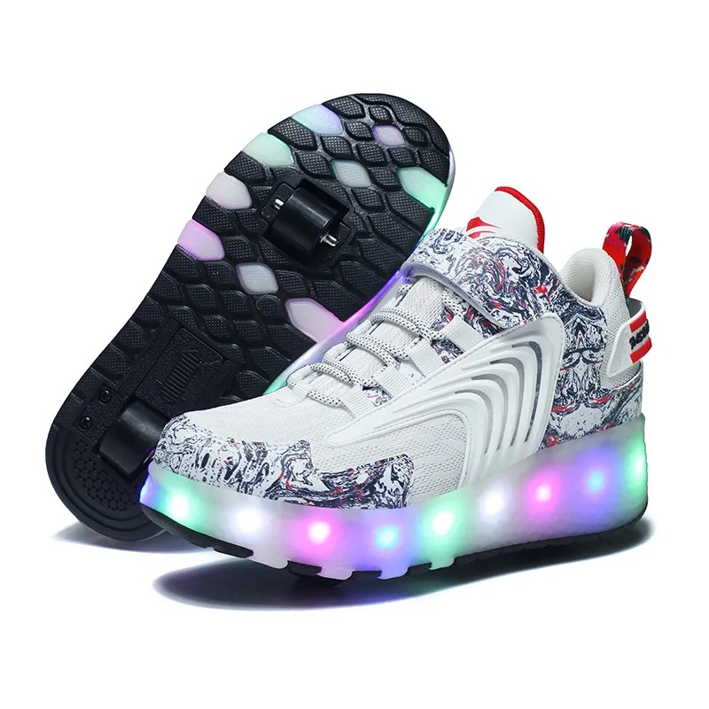 Verstellbare Quad-Rollschuhschuhe für Mädchen Ich bin ändern von 6–12 Jahren, Doppelrad, Allrad-Inline-Rollschuhe, hoher ästhetischer Wert mit Rädern: verrotten / 8