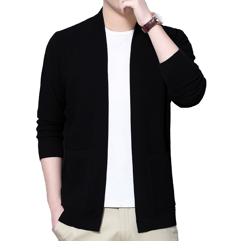 Homme chandail tricoté hommes Cardigan veste beau mince couleur unie chandails