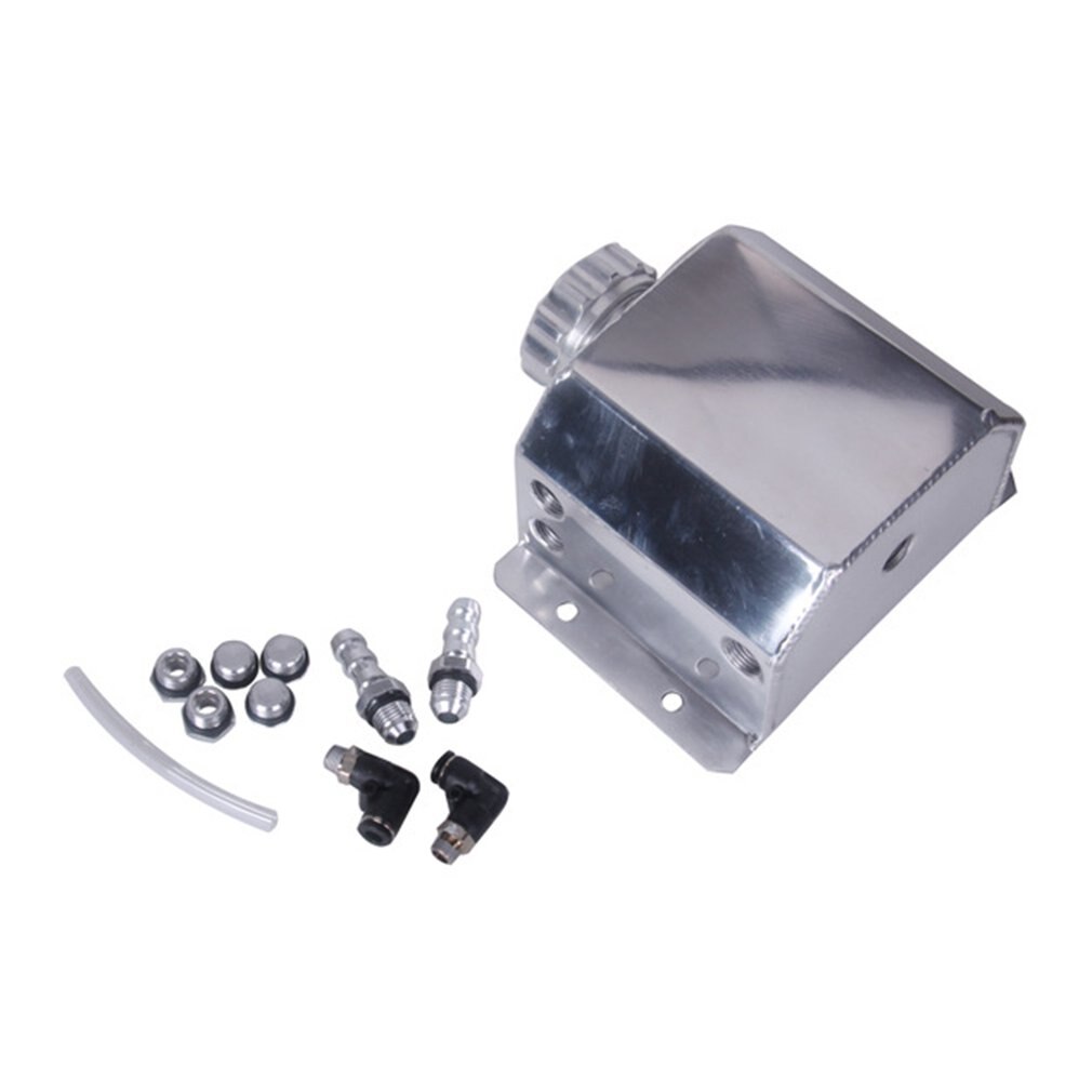 For Universal 1L Aluminium Alloy Engine Oil Fuel Catch Can Square Breather Tank Bottle Coolant Radiator Overflow Tank