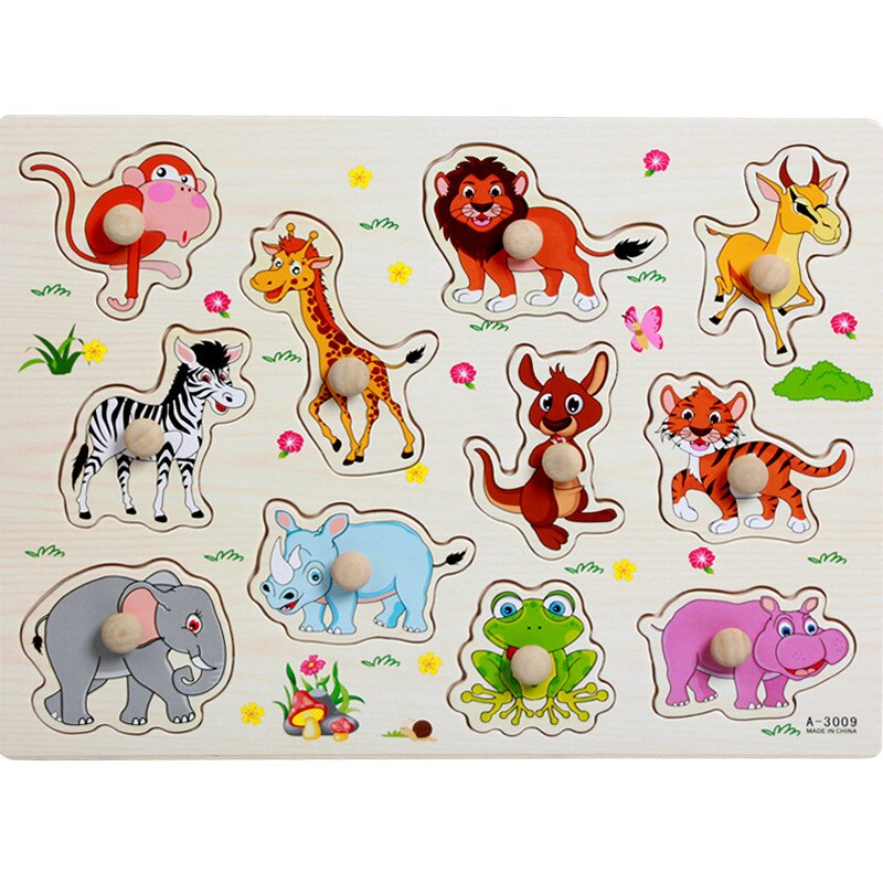 Wooden Puzzle Baby Kids Toddler Jigsaw English Alphabet Letters Animal DIY Learning Toys Children Birthday Christmas: 07 animalA