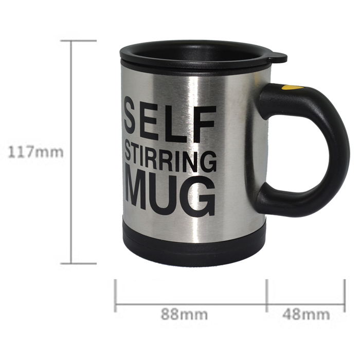 350ml Lazy Man Stainless steel Office self stirring Mug Mixing Tea Coffee