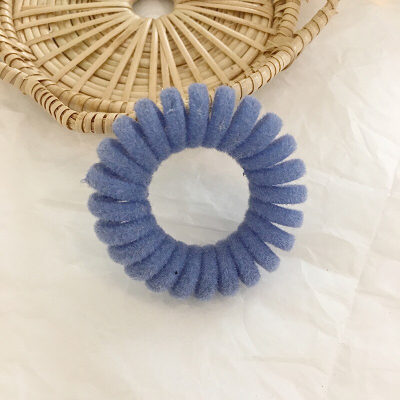 Hohe Elastizität Telefon Spule Haarbänder Frauen Spirale Haar Krawatten Mädchen Haar Ringe Seil Einfarbig Haar Zubehör Gum Scrunchy: Dark Blue