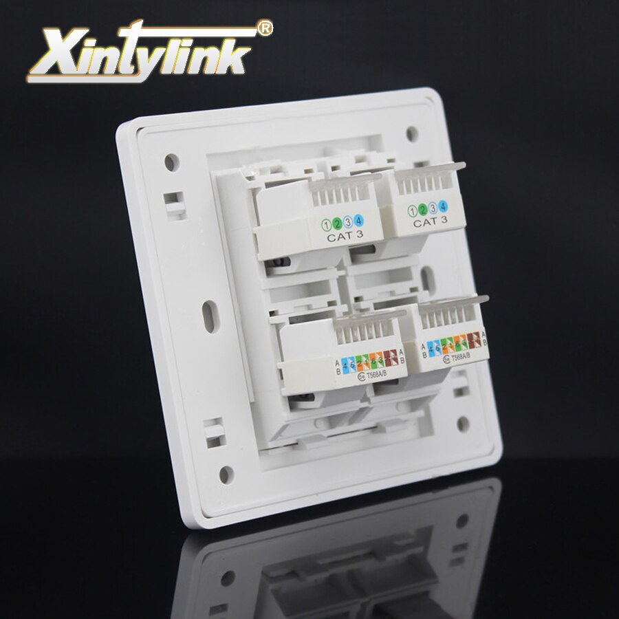 Xintylink rj45 Buchse Jack modulare 4 Häfen rj11 Katze5e Katze6 weiß Schlussstein pc Zauberstab Frontplatte toolless telefon linie Tafel 86mm