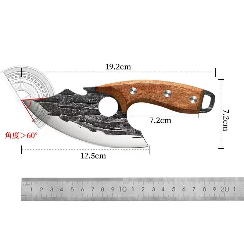Cuchillo de corte de carne forjado a mano para exteriores, cuchillo para matanza, venta de carne, novedad de 2024