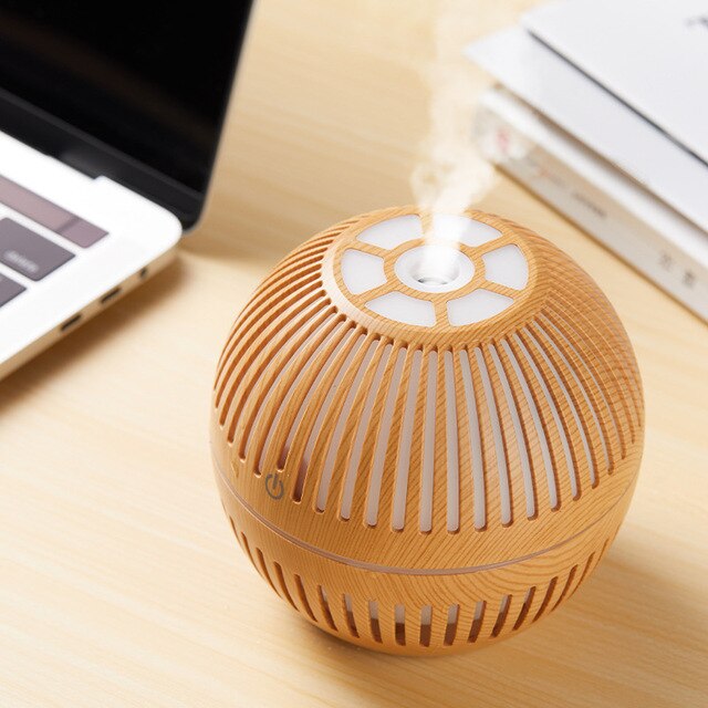 Mini Wood Aromatherapy Diffuser Ultrasonic Nano Spray Air Humidifier Aroma Essential Oil Diffuser Cool Mist Maker: Shallow wood grain