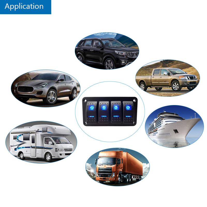 2/3/4 -gjengers vippebryter panel lys vippebryter beskyttelse tilbehør led bryter for bil auto lastebil campingvogn marine