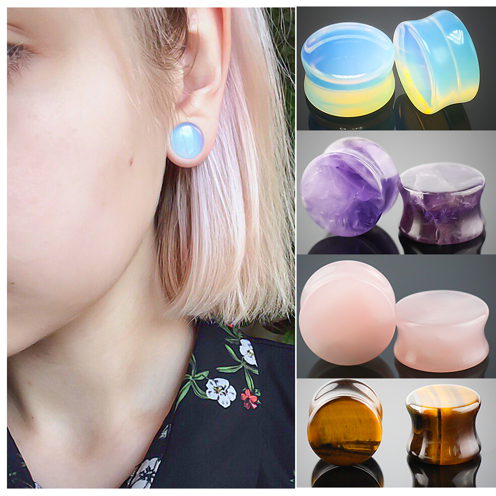 1 paar Biologische Steen Oordoppen Meters Oorbellen 8-20mm Ear Plug Flesh Tunnel Expander Mode Oor Brancard body Piercing Sieraden