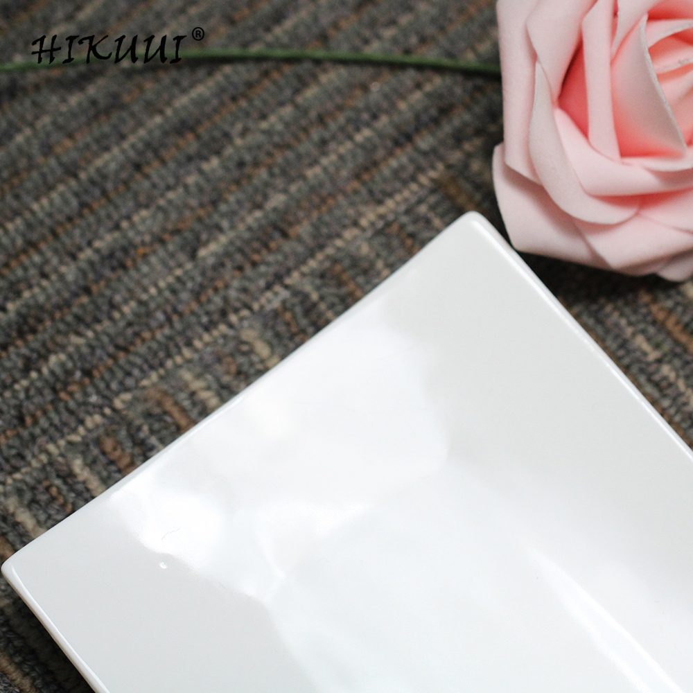 White Porcelain Dinner Plate Rectangle Shallow Sushi Dish Family Dinnerware Ceramic Plate Dining Room Tableware Platter