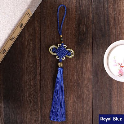 2 uds. De nudos chinos, abalorios, flecos, colgantes, Material artesanal para manualidades, adornos de borlas para cortinas de , accesorios de decoración, cinta de borlas: Royal blue