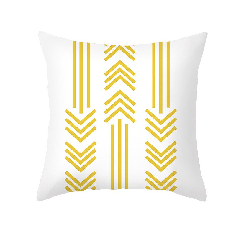 Housse de coussin carrée jaune à imprimé géométrique, taie d'oreiller de 45x45cm, de Style moderne, décorative pour la maison, avec des lettres marguerite à rayures: 2