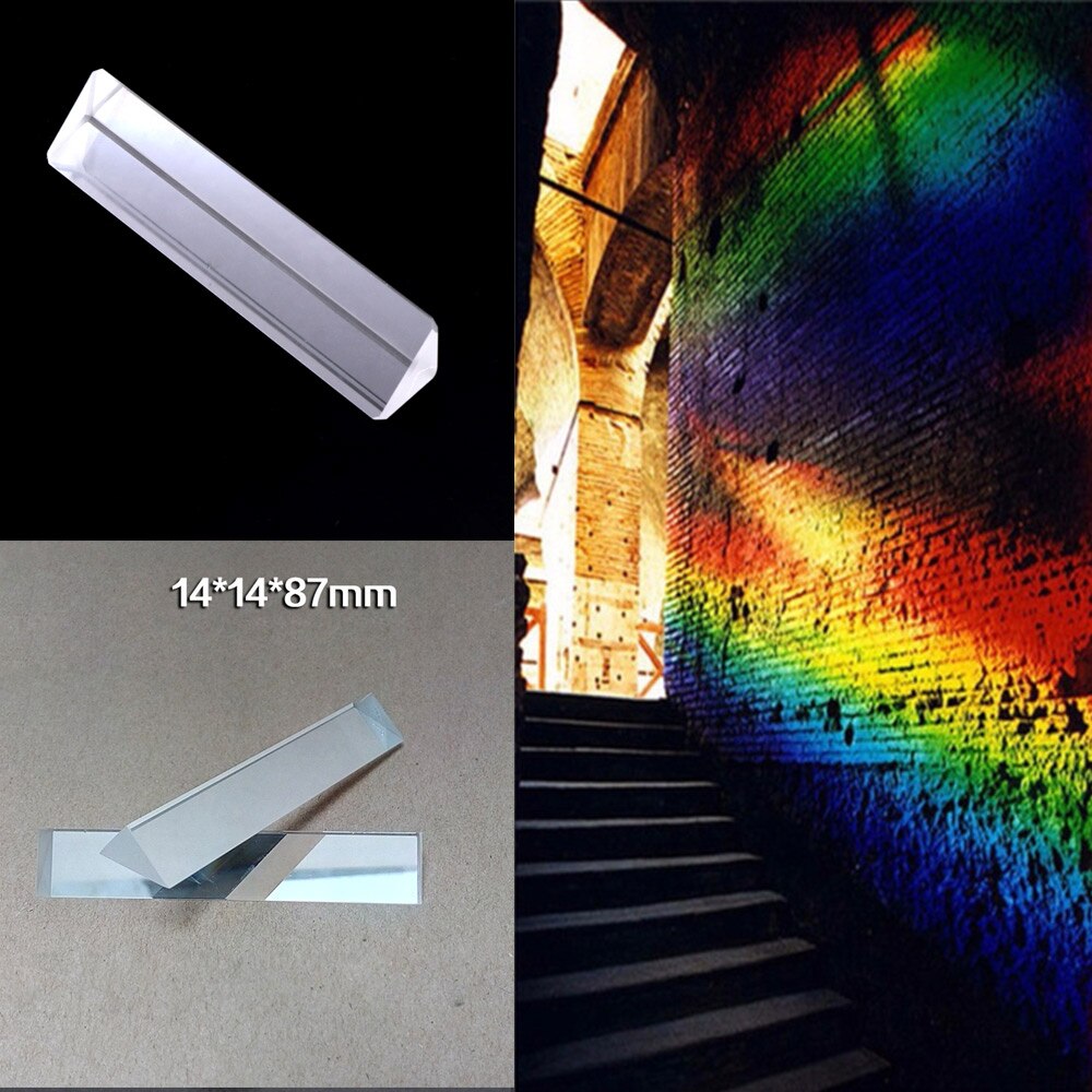 1pc Optical Instruments 14*14*19*87mm Triangular color prism K9 Optical Glass Right Angle Reflecting Triangular Prism GMN