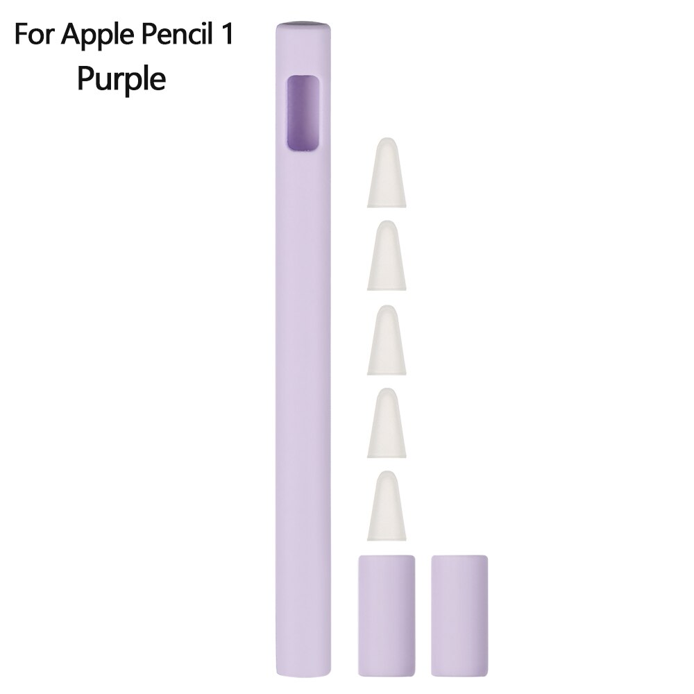 1 Juego de estuche para lápices de silicona, cubierta de la pluma táctil, Carcasa protectora para lápiz Apple 2/1: For Pencil 1 Purple