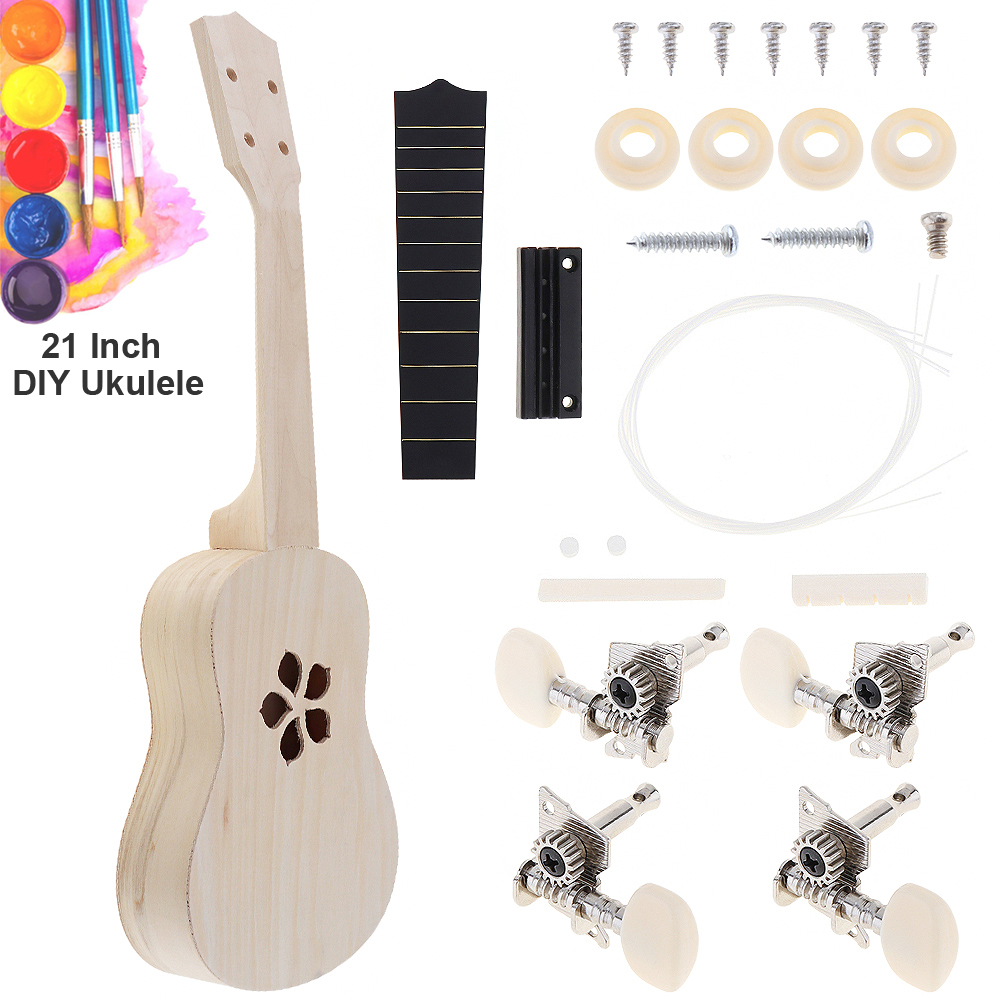 21 zoll Einfache Ukulele DIY Bausatz Hawaii Gitarre Handarbeit Unterstützung Malerei freundlicher: 1