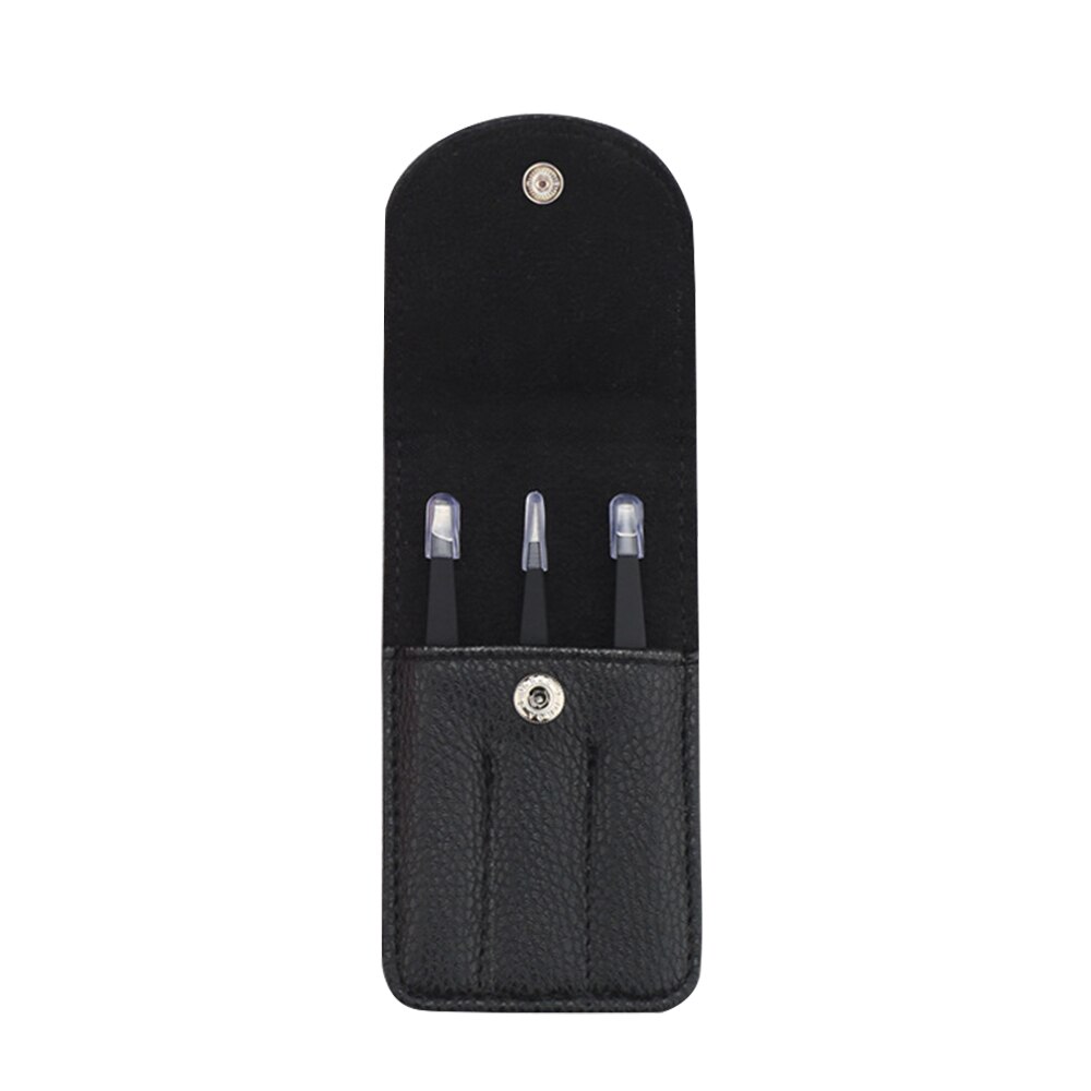 3Ppcs/Set Professionele Wenkbrauw Pincet Rvs Punt Tip/Slant Tip/Flat Tip Ontharing Makeup tool Kit TSLM1: 3Pcs-Black