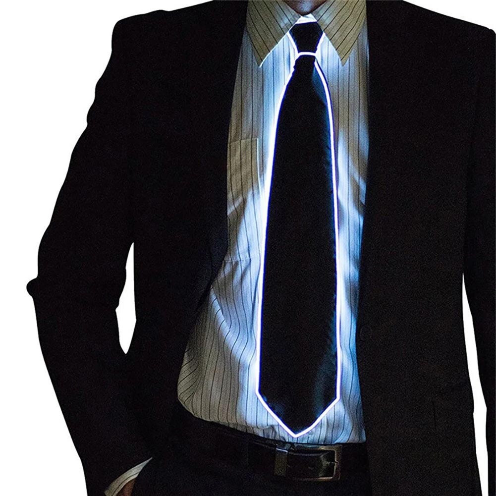 EL Luminous Necktie Glowing Fanny Flashing Ties Novelty Necktie for Men LED Light Up Ties Halloween Party Costume Accessory: Sky Blue