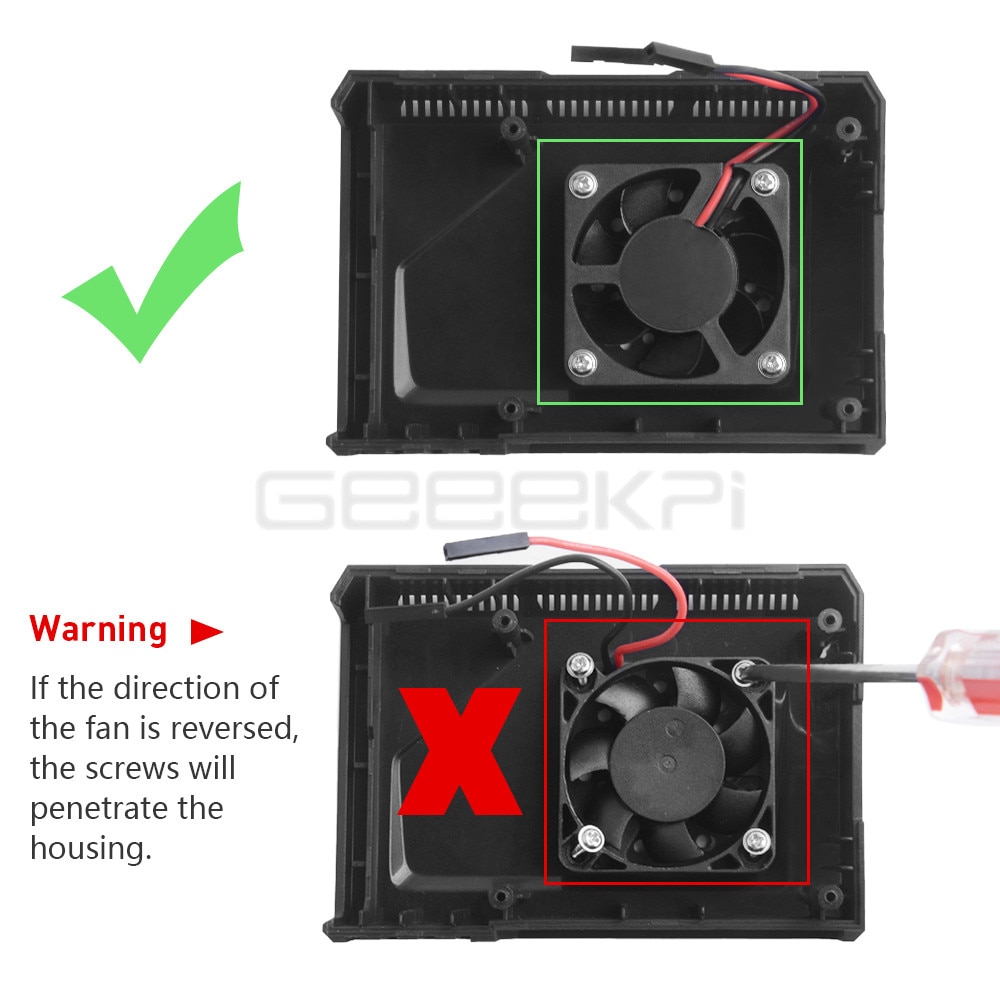 GeeekPi – boîtier ABS Raspberry Pi 4B, avec ventilateur lumineux LED 4010 et dissipateur de chaleur en aluminium, icône, modèle B