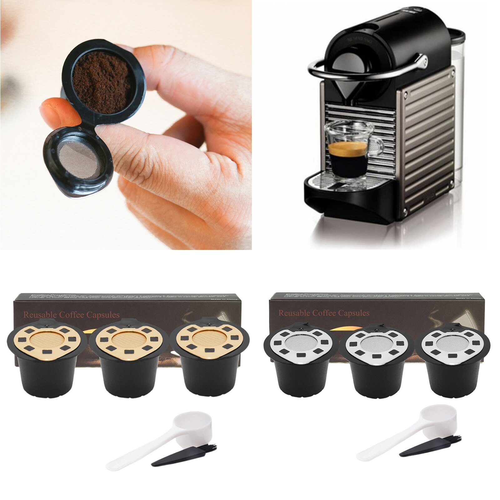 Set Van 3 Hervulbare Koffie Capsules Filters Voor Nespresso Food Grade