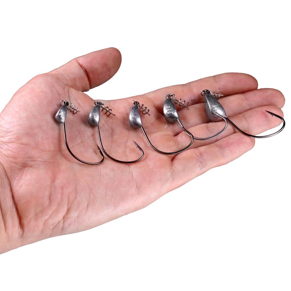 5 stücke Blei Jig Kopf Angelhaken 3,5g 5g 7g 10g 15g 18g 21g Schraube Jig Haken Angelgerät Jigköpfe Angelhaken Mit Spirale Schraube