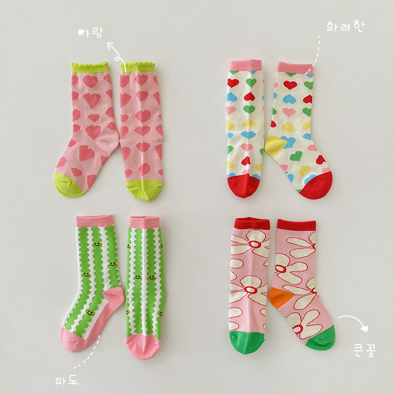 2022 nuovi calzini per bambini di moda coreana 4 paia/lotto primavera Cartoon fiori neonate calzini per 1-8 anni bambini: 1-3T