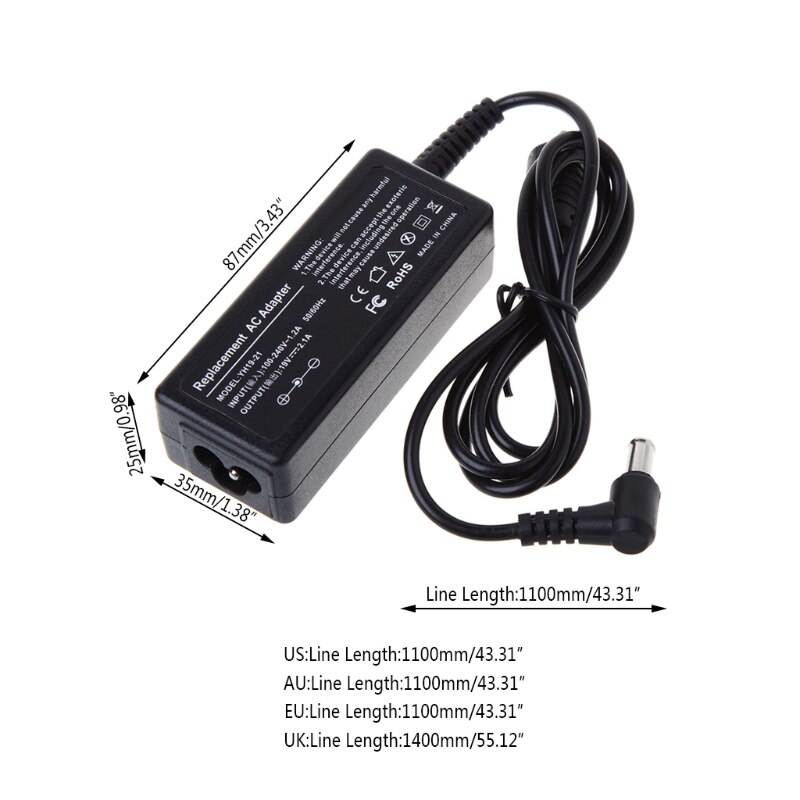 AC to DC Power Supply Charger Adapter Cord Voltage Converter AC 100-240V to DC 19V 2.1A For LG Monitor LCD TV