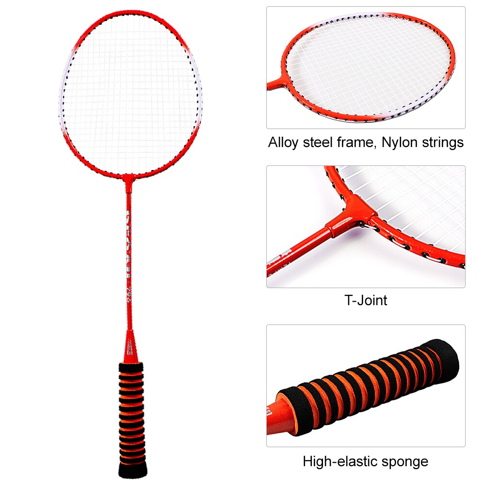 1 Paar Badminton Racket Hoge Elastische Spons Grip Shot Hoogwaardige Badminton Racket Set Battledore Met Zak Bal Outdoor sport