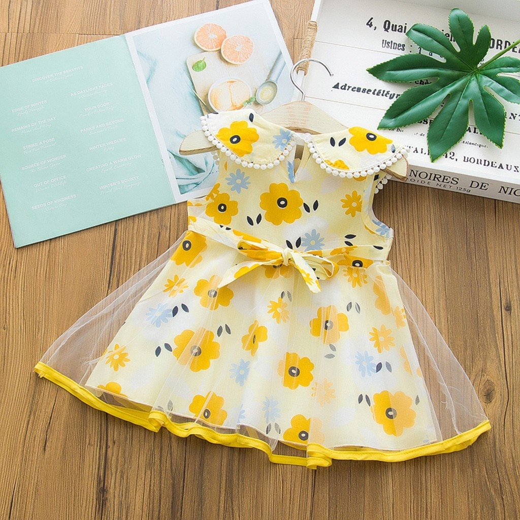 1-6 años, vestidos de Chifón con flores para niñas, ropa sin mangas con estampado de flores, vestido de princesa de verano para niños, vestido de , atuendo # P30