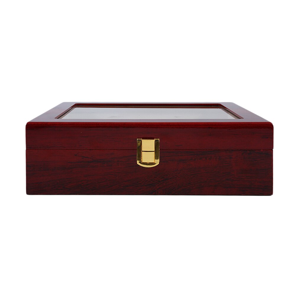 Sales! Luxe 10 Grids Houten Polshorloge Display Box Jewelry Organizer Case Rood Hout Watch Box Horloges Organizer