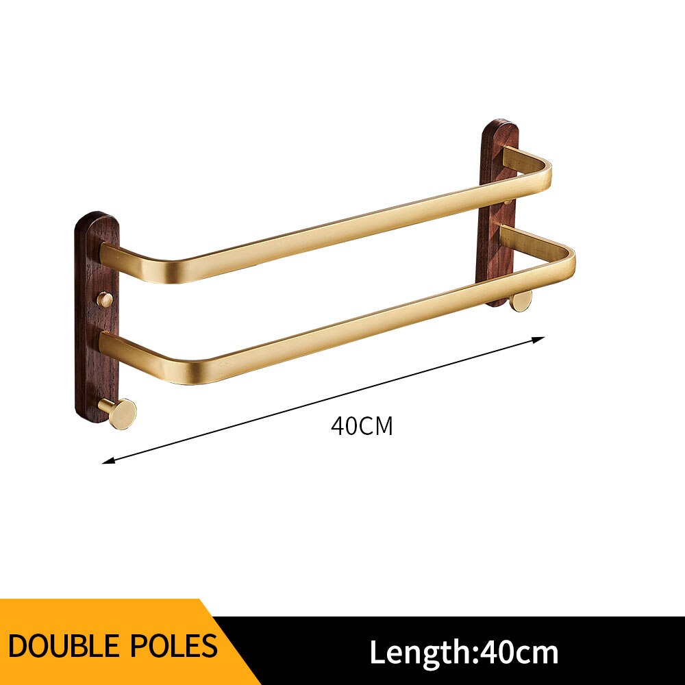 Portasciugamani da bagno in legno di noce in alluminio porta asciugamani da bagno porta mensola in legno porta asciugamani per bagno: doppio poles 40cm