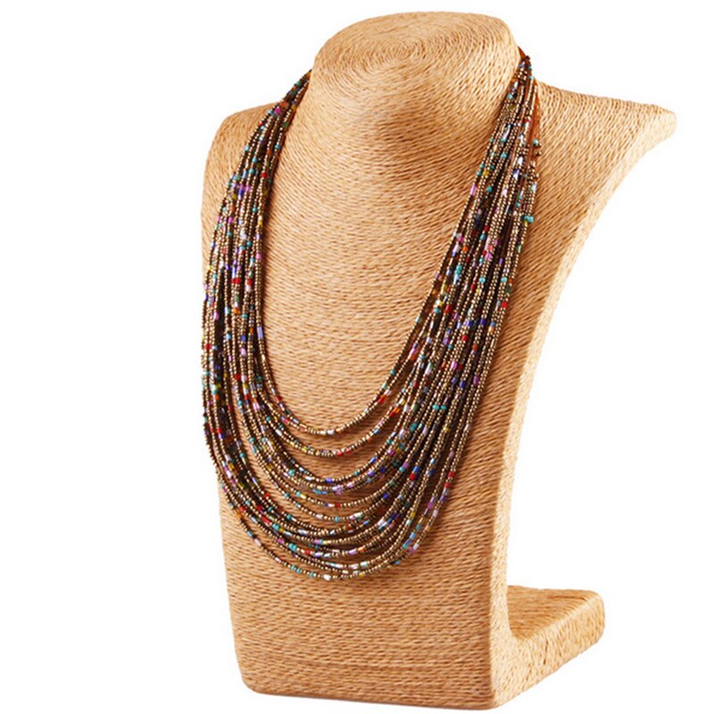 6 Color to Selection Bohemia Style Long Handmade Bead Multi-layer Necklace Jewelry for Lady