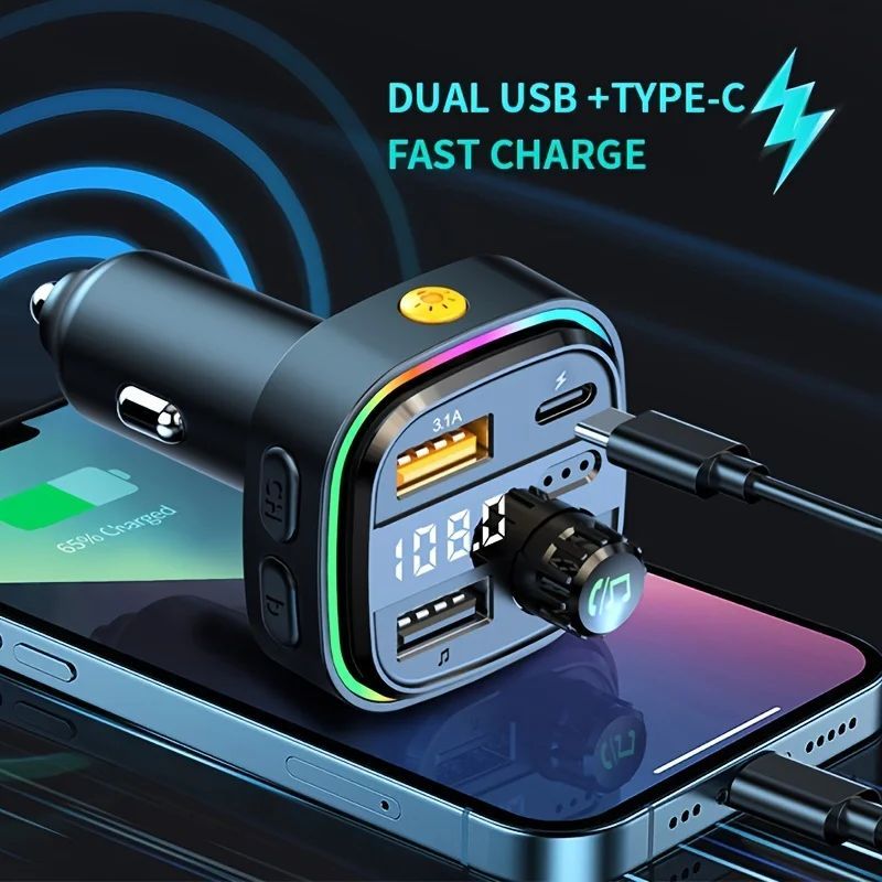 Bluetooth 5.0 FM-Transmitter Freisprecheinrichtung Autoradio Modulator MP3-Player mit 22,5 W USB Super Quick Charge Adapter für Auto