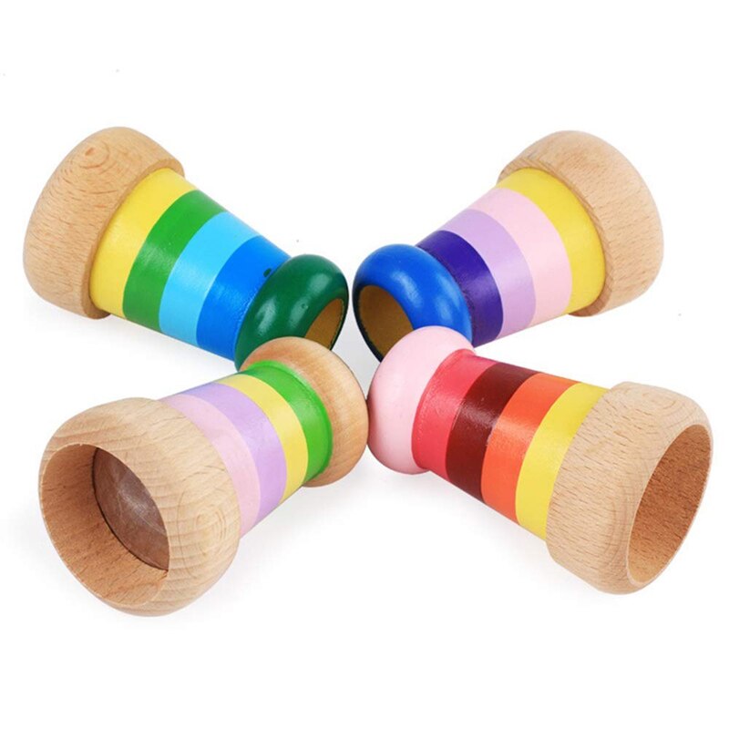 Cute Wood Magical Mini Kaleidoscope Bee Eye Effect Polygon Prism Children Toy Special For Children Over 2 Years