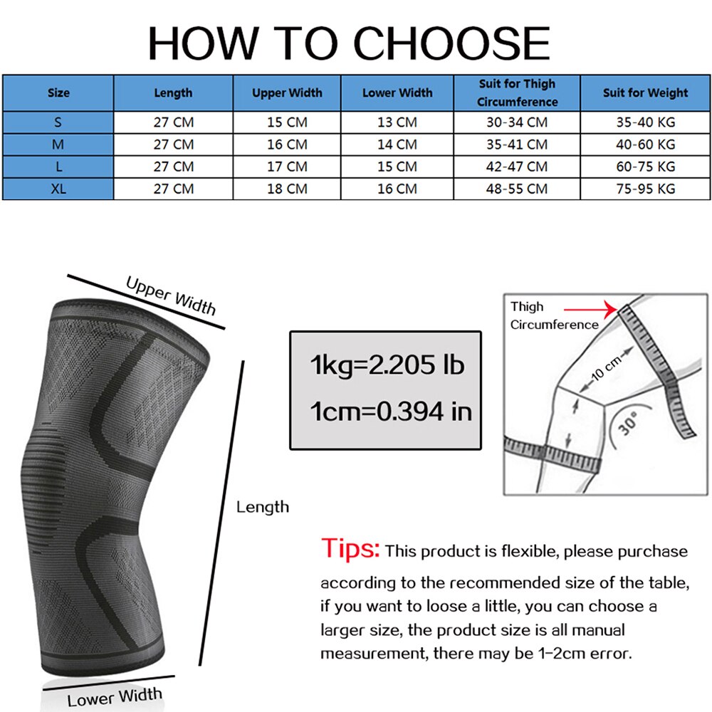 1PCS Fitness Running Cycling KneePad Support Patella Brace Elastic Nylon Sport Compression Knee Pad Sleeve Basketball Volleyball