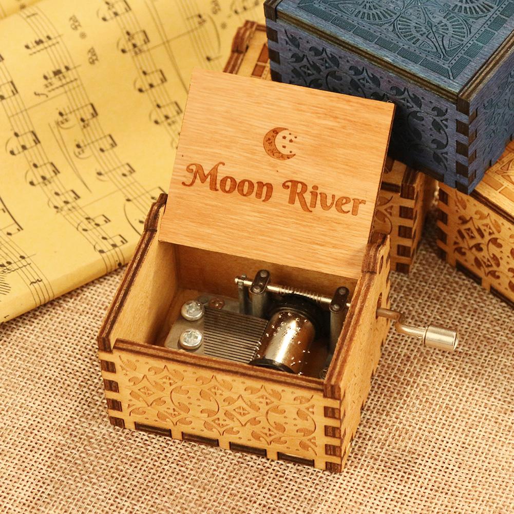 2022 Antique Wooden Music Box Hand Cranked Wooden Musical Box Christmas Musica Theme Birthday Vintage Music Box