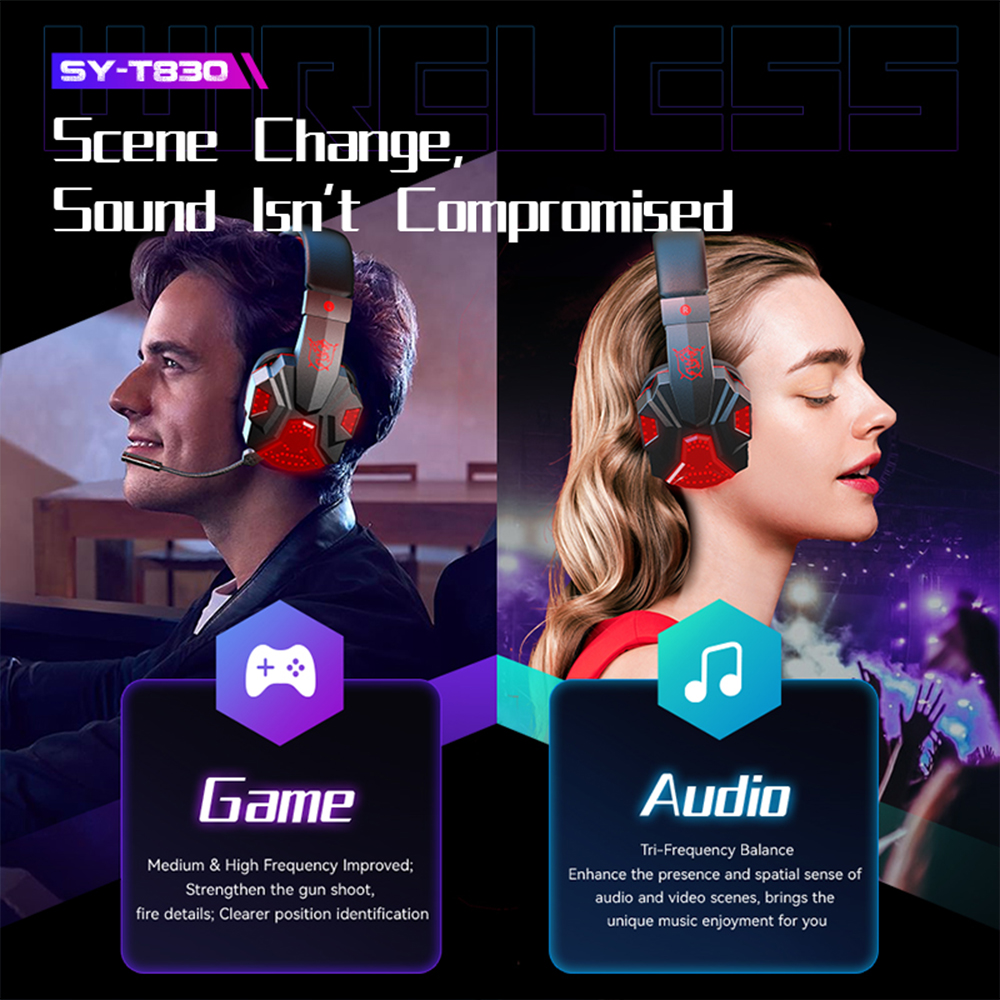 Bluetooth 5.1 HiFi Gaming Casques Gamer Faible latence Sans Fil Casque Réduction Du Bruit Casque Avec Micro Jeu Écouteurs