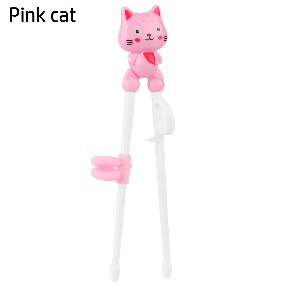 Baguettes de dessin animé pour enfants, 1 paire, pour apprendre à manger, à utiliser correctement: Pink cat