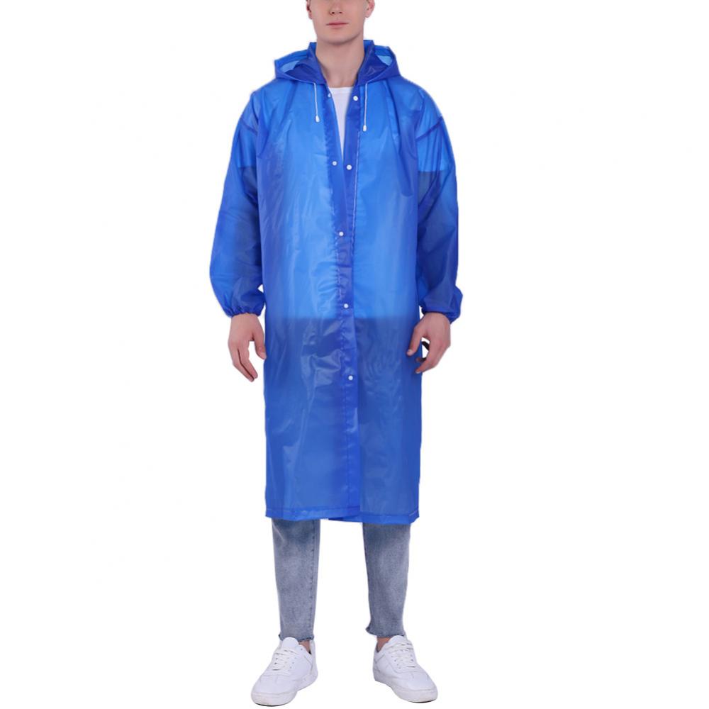 Reusable Unisex Raincoat Waterproof Rain Coat Women Men Hooded Poncho Rainwear Adults Rain Jacket chubasquero mujer плащ женский: Royal Blue