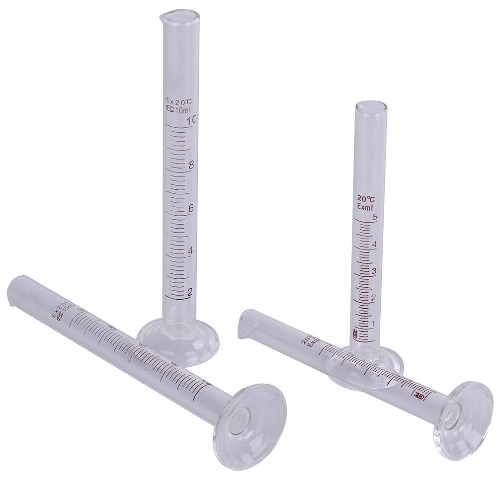 2pcs 5ml/10ml Profession Graduated Laboratory Glass Measuring Cylinder Chemistry Lab Spout Measure Chemistry Measure Tool