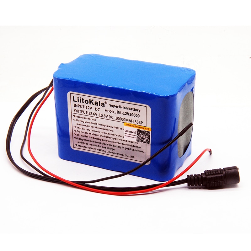 LiitoKala Large capacity 12 V 10Ah 18650 lithium Rechargeable battery 12v 10000 mAh with BMS for 75W LED lamp Xenon ues