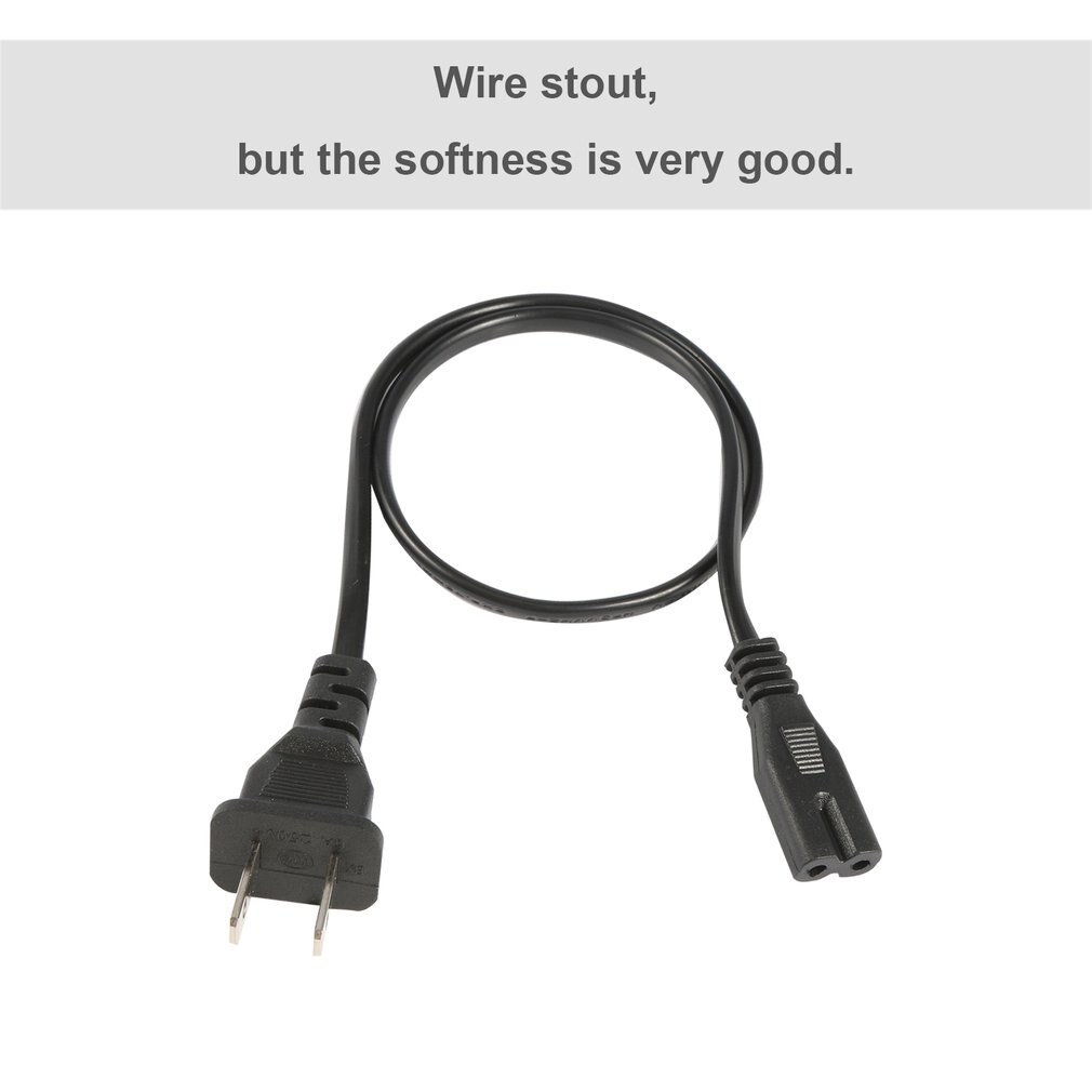 Power Cords AC Power Supply Adapter Cord Cable Connectors 2 pin 2-prong 50cm US Plug