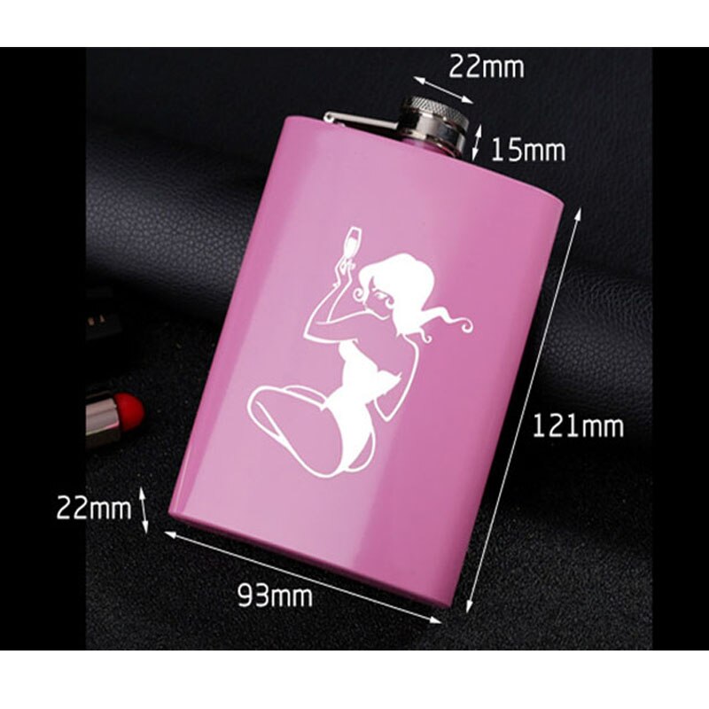 Mini Hip Flask 8oz Pink Alcohol Flask Stainless Steel Bachelorette Party Wedding for Bridesmaids