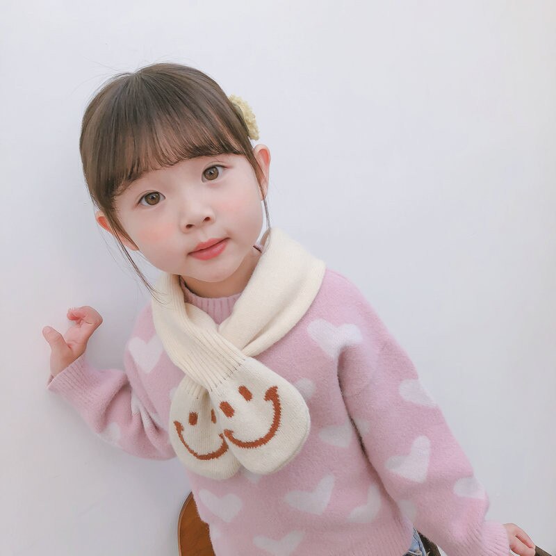 Style coréen hiver bébé filles garçons mignon dessin animé tricoté écharpe enfants doux tout-match croix foulard