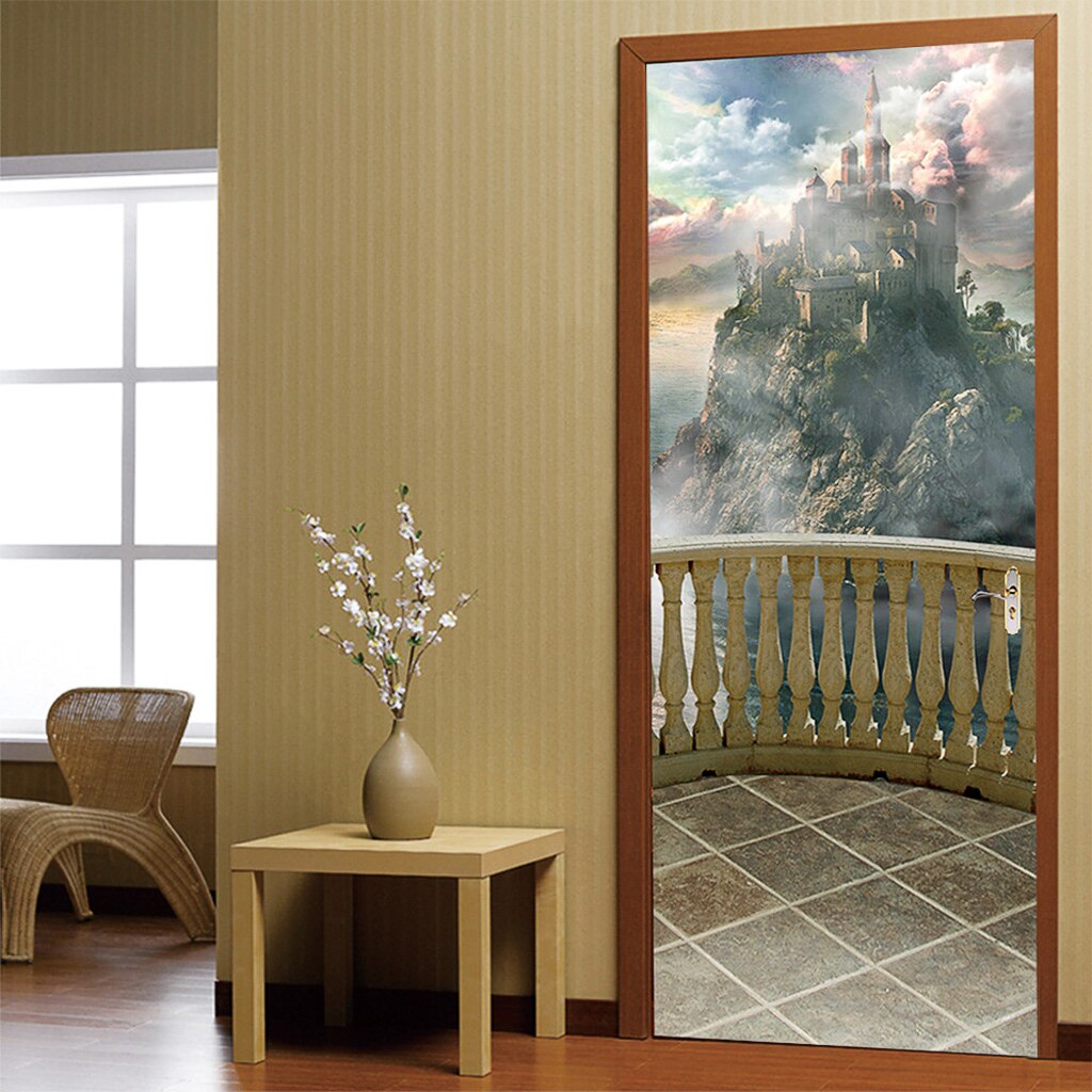 2-Piece/Set Self-Adhesive 3D Bookcase Door Stickers Removable Vinyl Matt Wallpaper Decals Waterproof Non-toxic Home Room Wall: Type 2